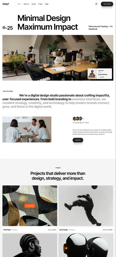Obliq Home page design