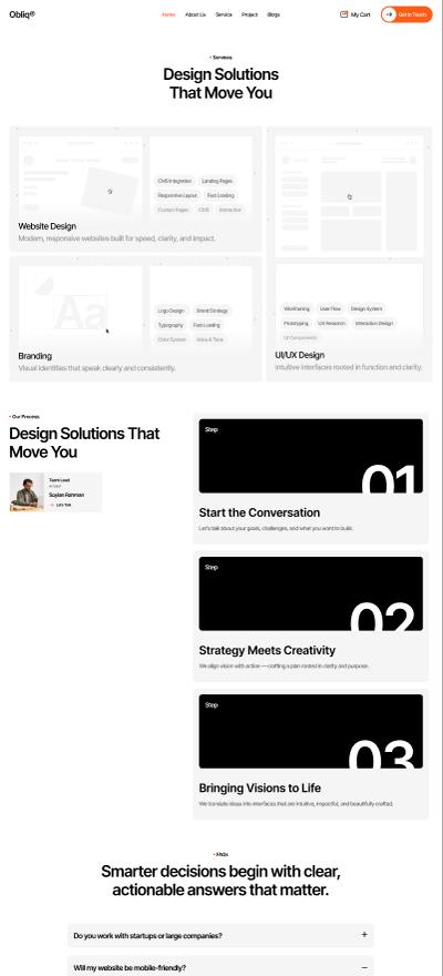 Obliq Services page design