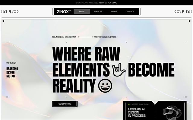 Zinox template hero section